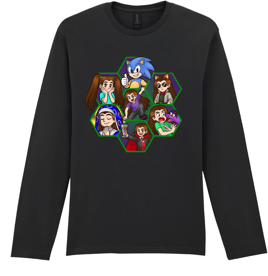 Adult Long Sleeve Printed T-Shirt - Argick Hexagons