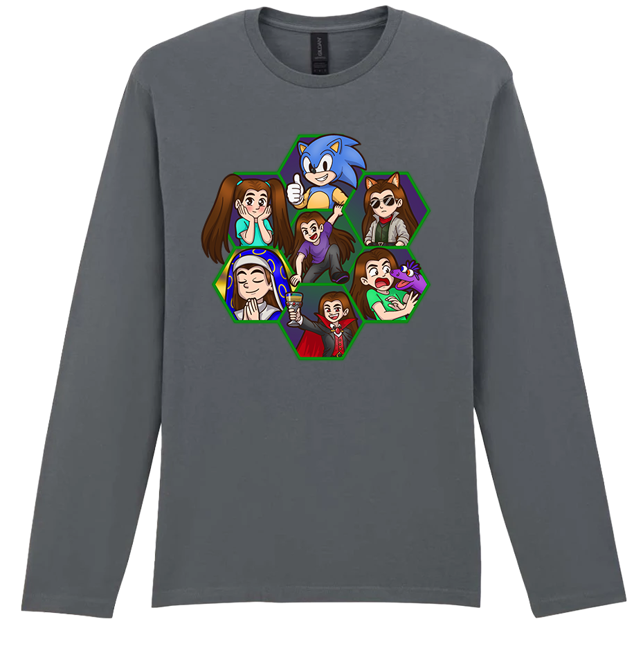 Adult Long Sleeve Printed T-Shirt - Argick Hexagons