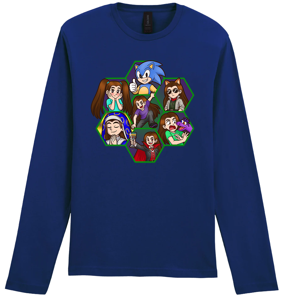 Adult Long Sleeve Printed T-Shirt - Argick Hexagons
