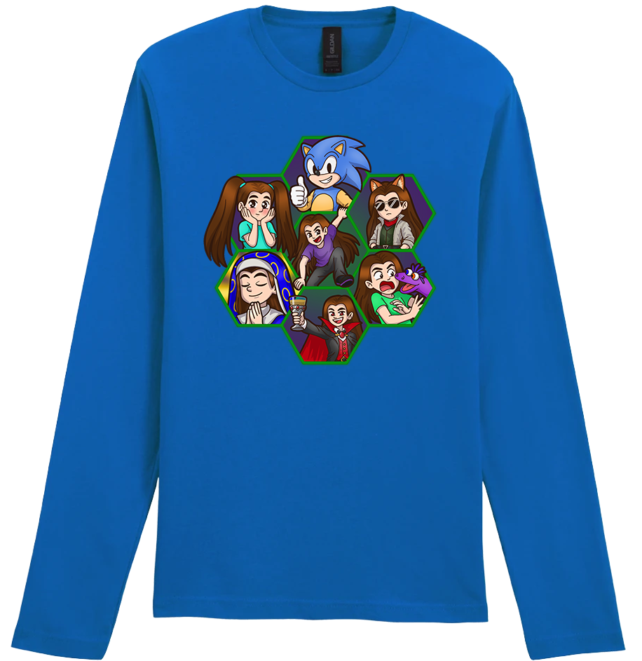 Adult Long Sleeve Printed T-Shirt - Argick Hexagons