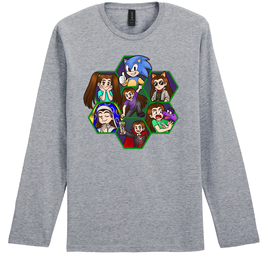 Adult Long Sleeve Printed T-Shirt - Argick Hexagons