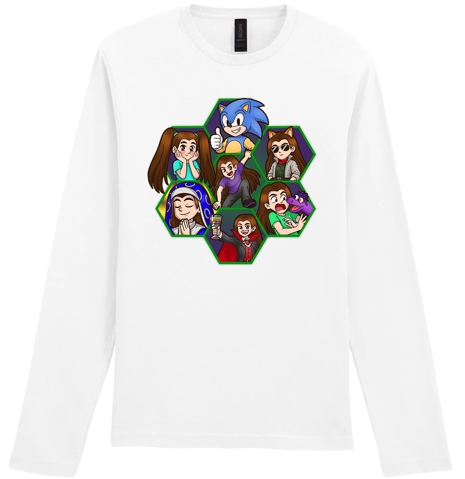 Adult Long Sleeve Printed T-Shirt - Argick Hexagons